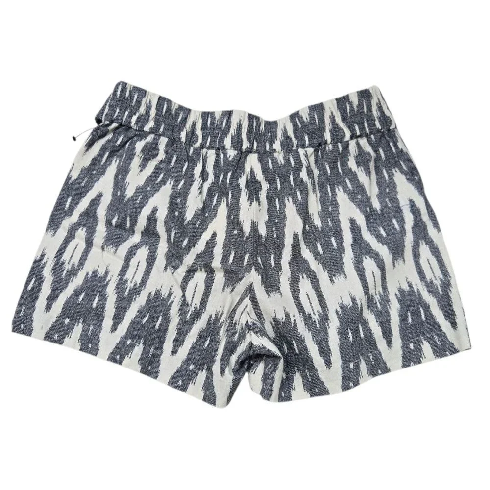 J. Crew Blue White Pattern Linen Cotton Blend Bow Tie Belt High Waist Shorts 00